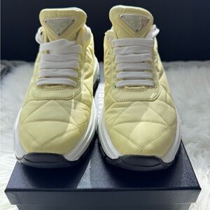 Prada Yellow Quilted Sneakers